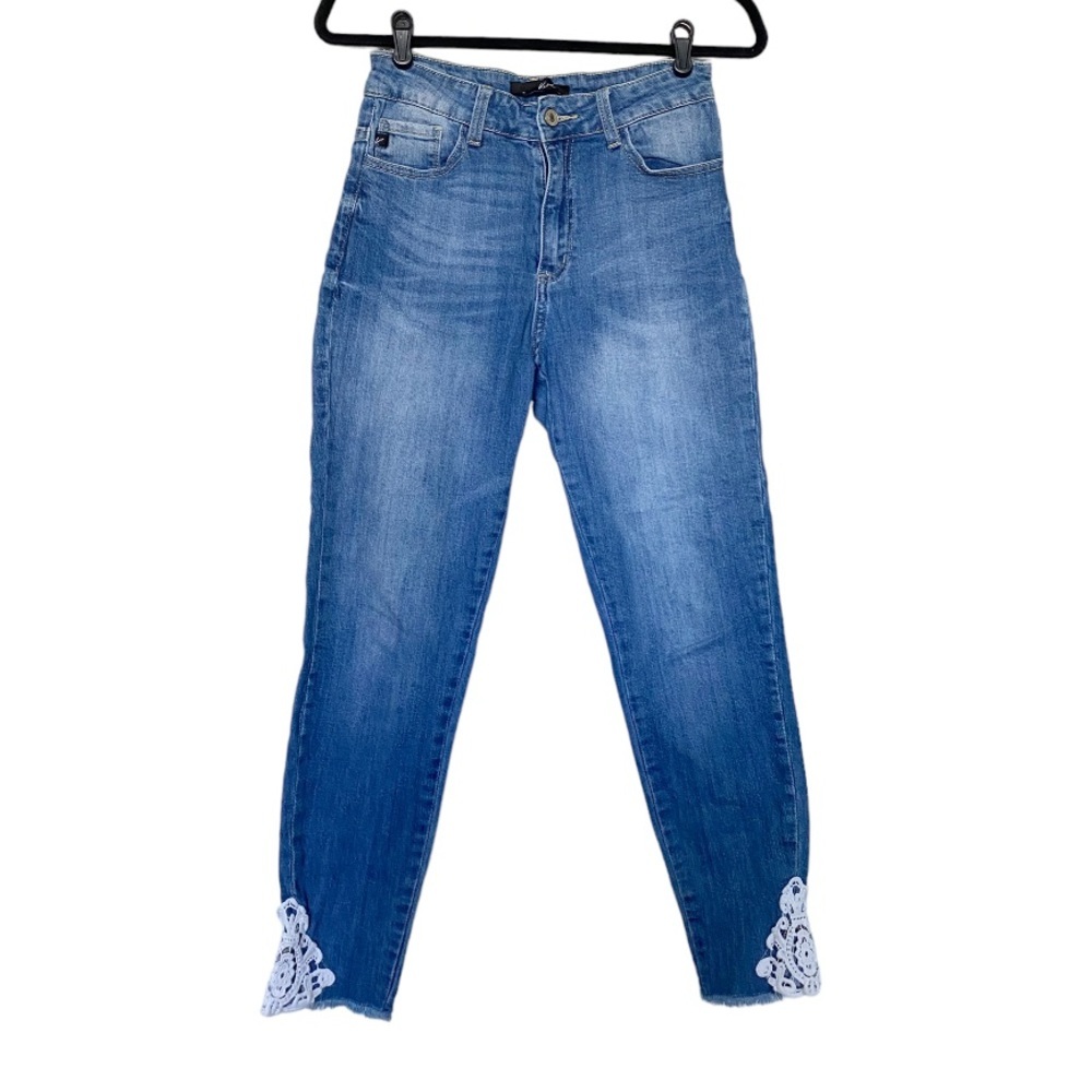 KanCan High Rise Skinny Jeans Lace Crochet Ankle Spring Cottagecore Size 27
